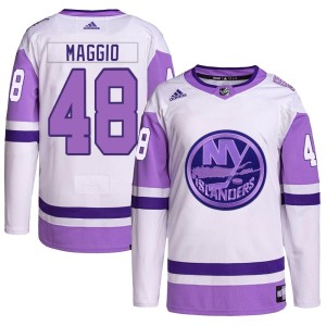 Matthew Maggio Men's Adidas New York Islanders Authentic White/Purple Hockey Fights Cancer Primegreen Jersey