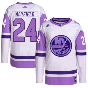 Scott Mayfield Men's Adidas New York Islanders Authentic White/Purple Hockey Fights Cancer Primegreen Jersey