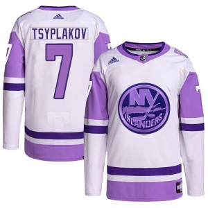 Maxim Tsyplakov Men's Adidas New York Islanders Authentic White/Purple Hockey Fights Cancer Primegreen Jersey