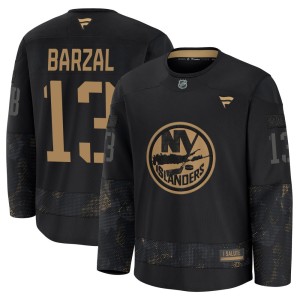 Mathew Barzal Youth Fanatics New York Islanders Premium Black 2024 Military Appreciation Practice Jersey