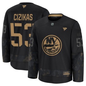 Casey Cizikas Youth Fanatics New York Islanders Premium Black 2024 Military Appreciation Practice Jersey