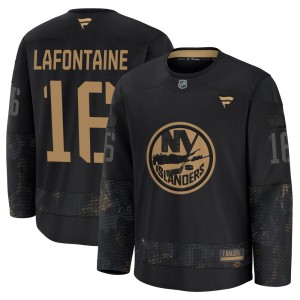 Pat LaFontaine Youth Fanatics New York Islanders Premium Black 2024 Military Appreciation Practice Jersey