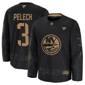 Adam Pelech Youth Fanatics New York Islanders Premium Black 2024 Military Appreciation Practice Jersey