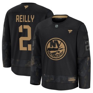 Mike Reilly Youth Fanatics New York Islanders Premium Black 2024 Military Appreciation Practice Jersey