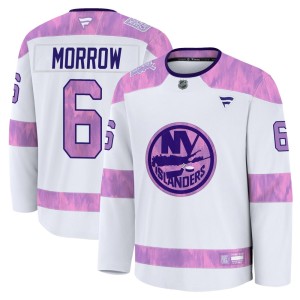 Ken Morrow Men's Fanatics New York Islanders Premium White 2024 Hockey Fights Cancer Practice Jersey