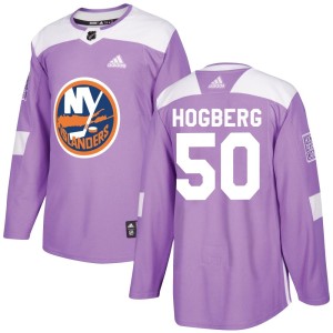 Marcus Hogberg Youth Adidas New York Islanders Authentic Purple Fights Cancer Practice Jersey