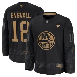 Pierre Engvall Men's Fanatics New York Islanders Premium Black 2024 Military Appreciation Practice Jersey