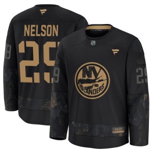 Brock Nelson Men's Fanatics New York Islanders Premium Black 2024 Military Appreciation Practice Jersey