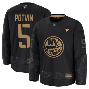 Denis Potvin Men's Fanatics New York Islanders Premium Black 2024 Military Appreciation Practice Jersey