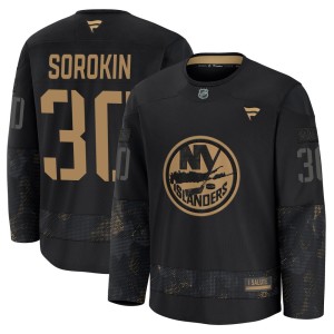 Ilya Sorokin Men's Fanatics New York Islanders Premium Black 2024 Military Appreciation Practice Jersey