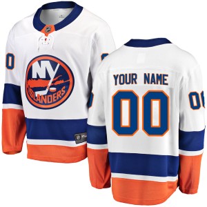 Custom Youth Fanatics Branded New York Islanders Breakaway White Custom Away Jersey