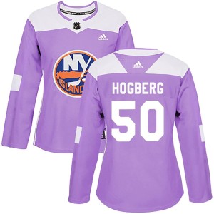 Marcus Hogberg Women's Adidas New York Islanders Authentic Purple Fights Cancer Practice Jersey