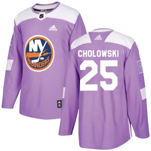 Dennis Cholowski Men's Adidas New York Islanders Authentic Purple Fights Cancer Practice Jersey